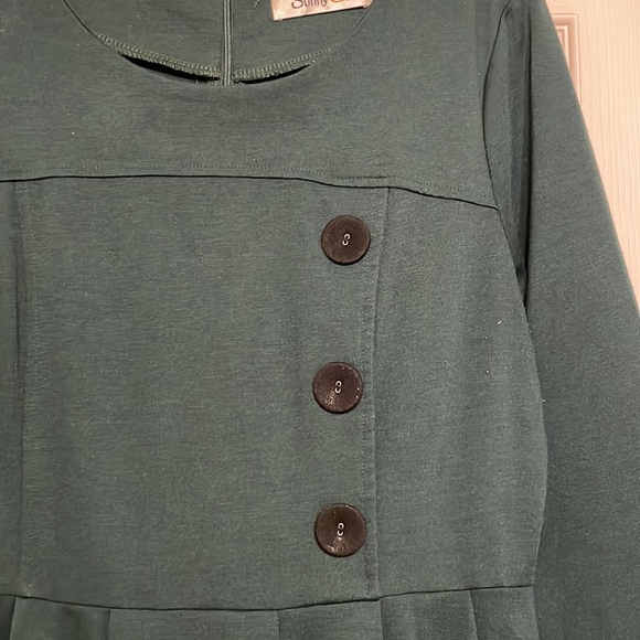 SUNNY GIRL dark green pleated dress - Picture 2 of 5